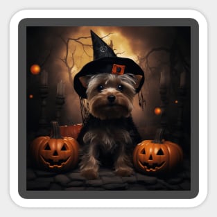 Cute Yorkshire terrier Halloween Sticker